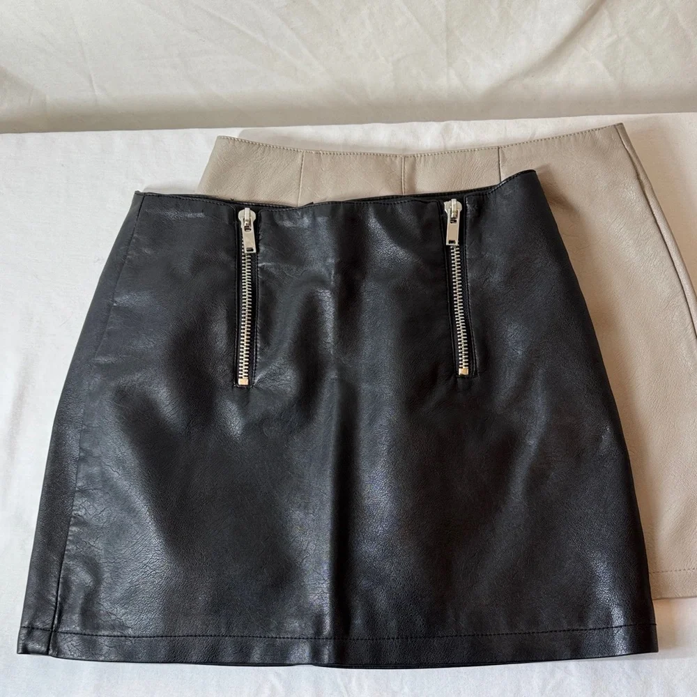 Forever 21 Mini Skirt Set of Two. One Black, one Cream. M.